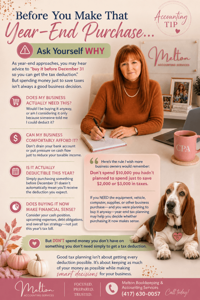 Year-end business purchase and tax deduction tips from Melton Bookkeeping & Accounting Services